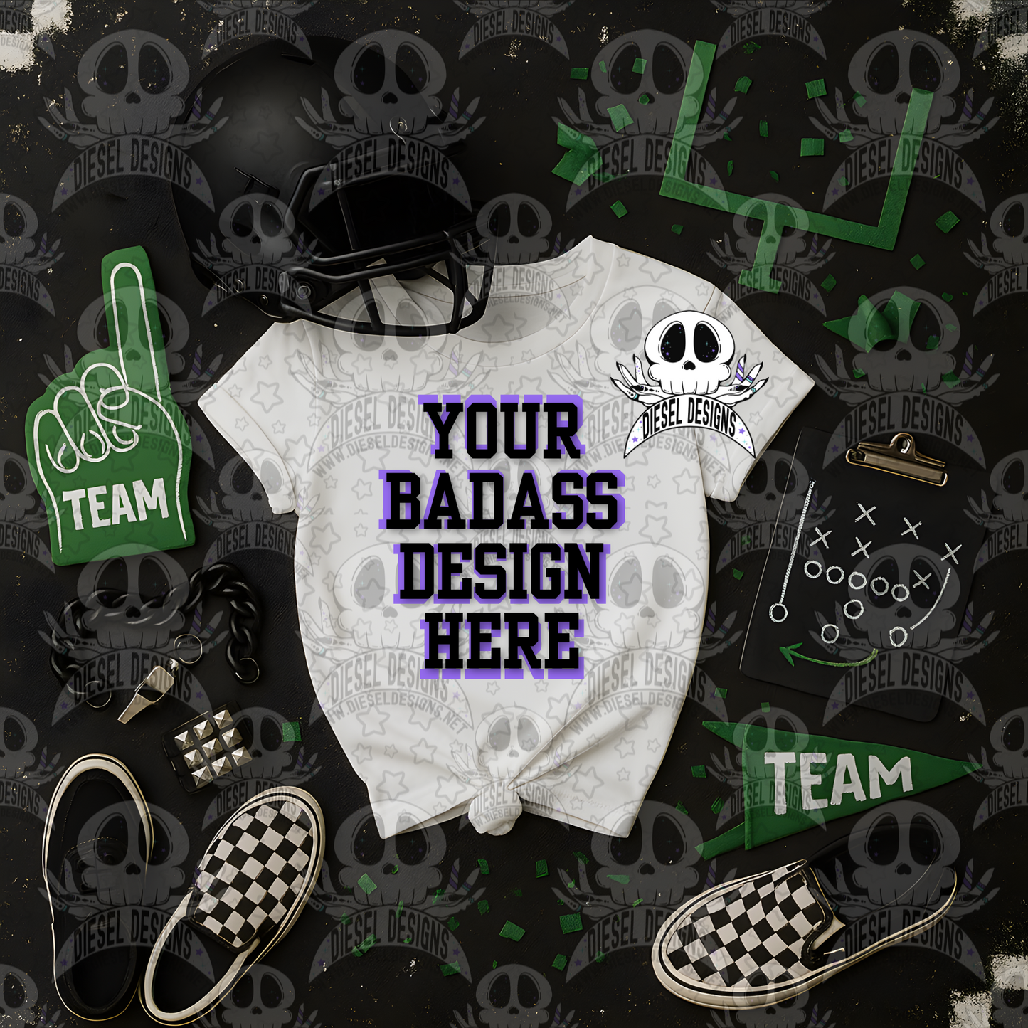 Football Themed White Tshirt Mock Up Set | AI Assisted Mock UP | PNG |