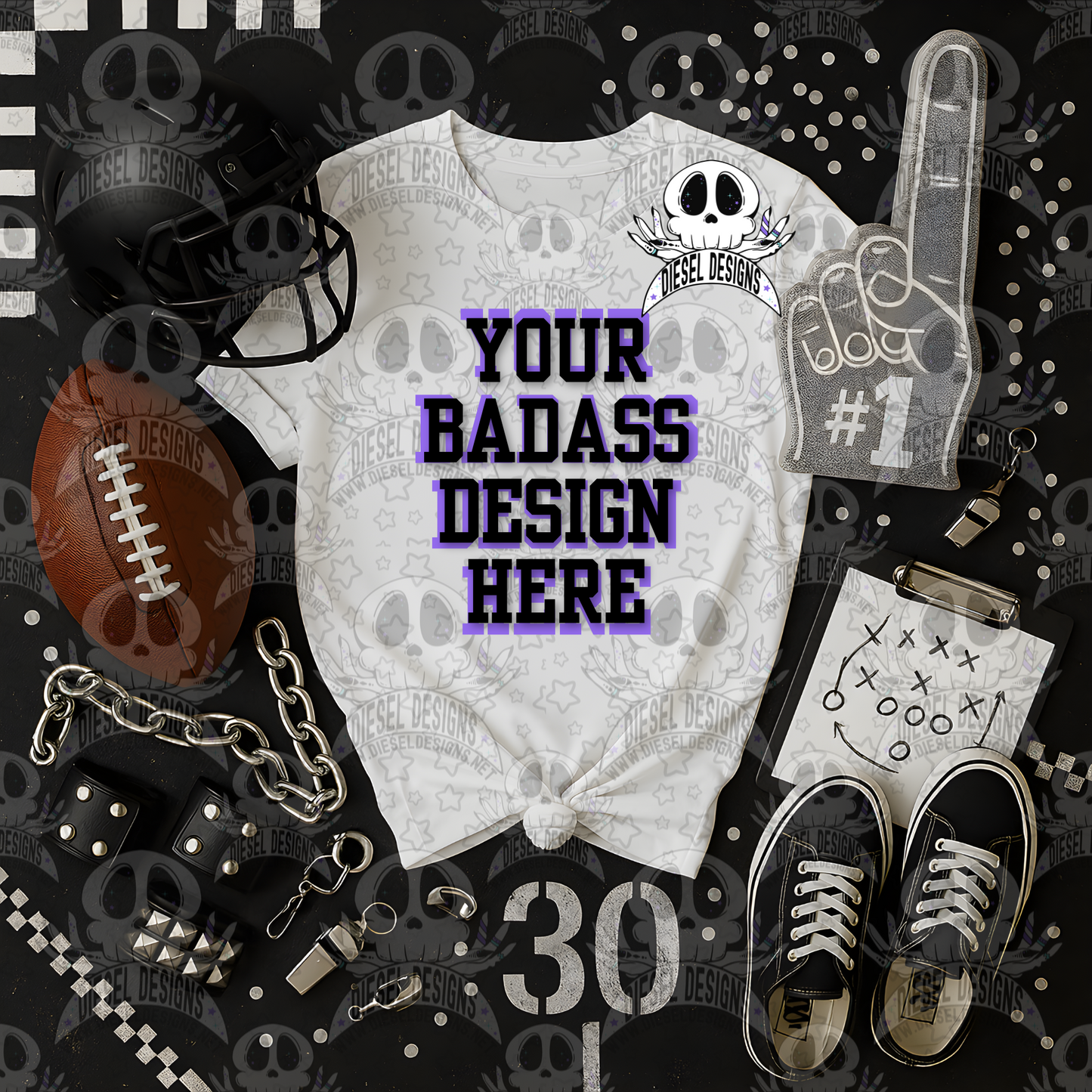 Football Themed White Tshirt Mock Up Set | AI Assisted Mock UP | PNG |