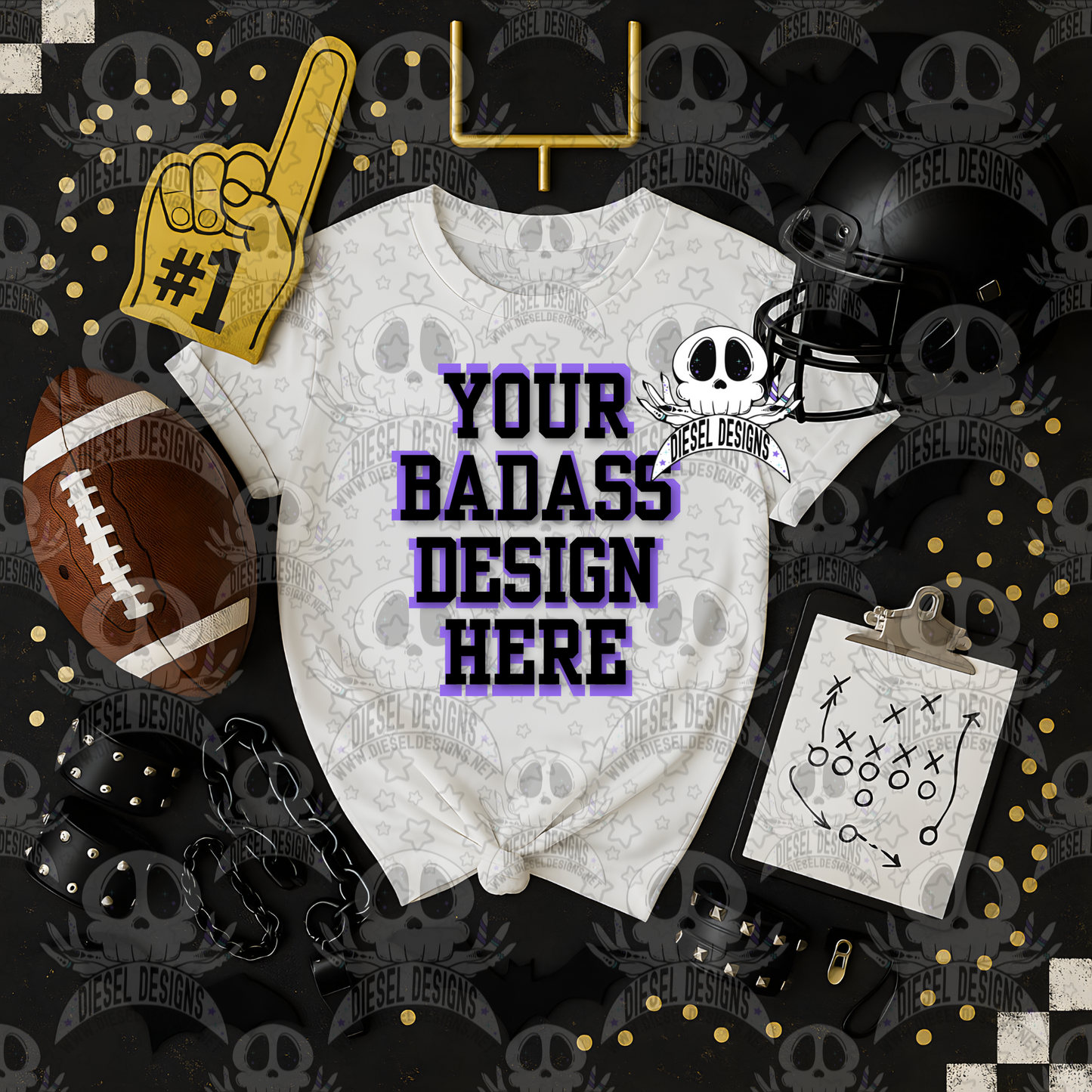 Football Themed White Tshirt Mock Up Set | AI Assisted Mock UP | PNG |