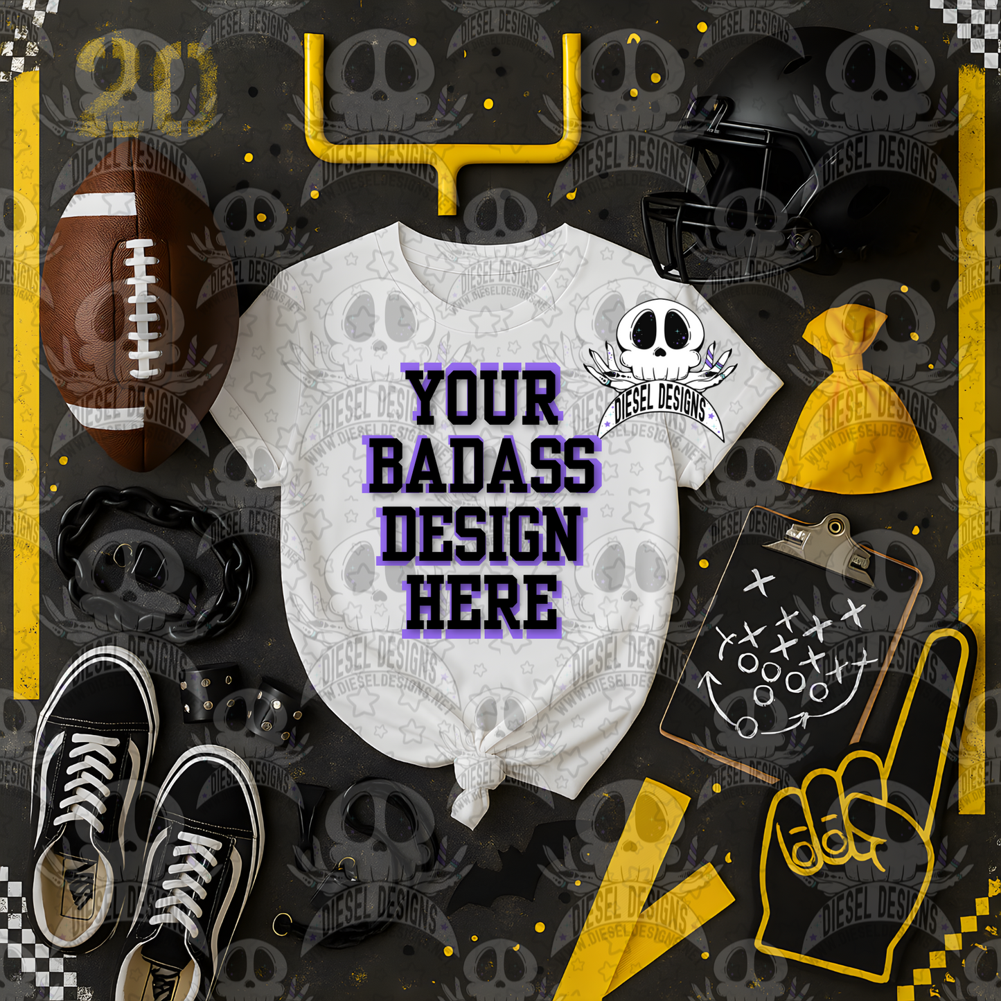 Football Themed White Tshirt Mock Up Set | AI Assisted Mock UP | PNG |