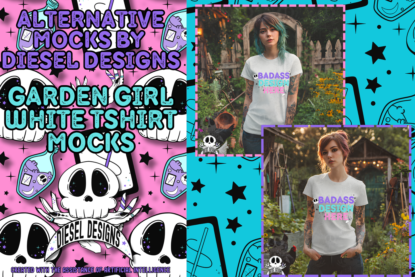 Garden Girls Mock Ups Set of 2 AI Assisted Mock UP | PNG |
