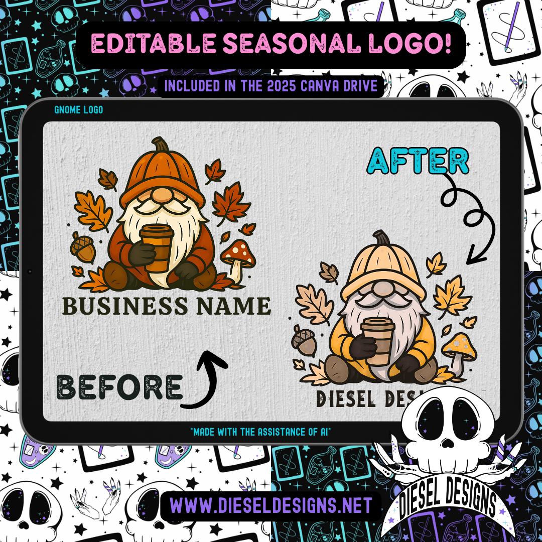 Gnome Customizable Logo | Halloween Logo Template | PNG | Edit In Canva | Custom | Logo |