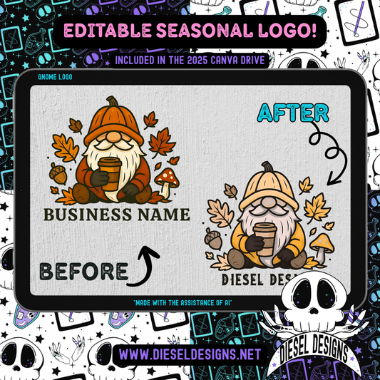 Gnome Customizable Logo | Halloween Logo Template | PNG | Edit In Canva | Custom | Logo |