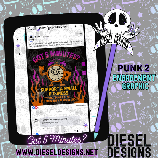Got 5 Minutes? Punk 2 | Digital Engagement Graphic for Small Business Owners & Facebook Groups