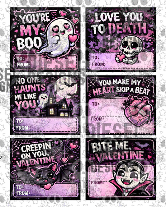 Gothic Valentine Printable Valentine’s Day Cards for Kids – Reusable Classroom Valentines, Instant Download DIY Party Exchange Cards