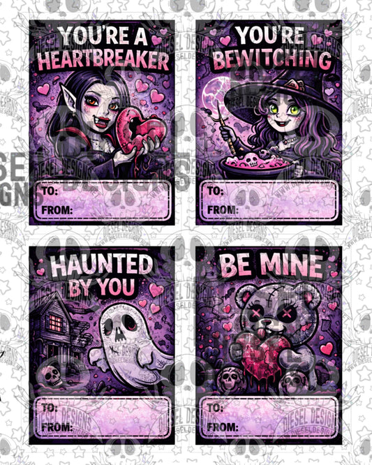Gothic Valentine 3 Printable Valentine’s Day Cards for Kids – Reusable Classroom Valentines, Instant Download DIY Party Exchange Cards