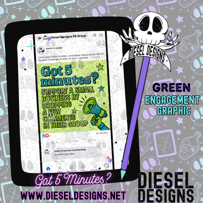Got 5 Minutes? Green | Digital Engagement Graphic for Small Business Owners & Facebook Groups
