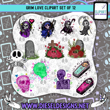 Grim Love Clipart & Elements Set | 300 DPI | Transparent PNG | Clipart & Elements |