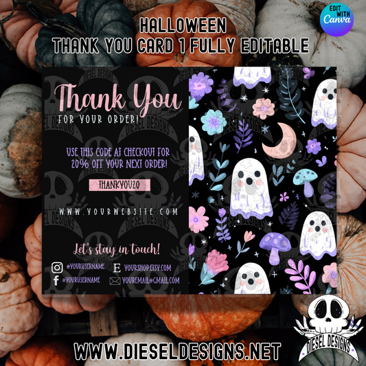 Halloween Thank You Card 1 | Thank You Card | Editable in CANVA