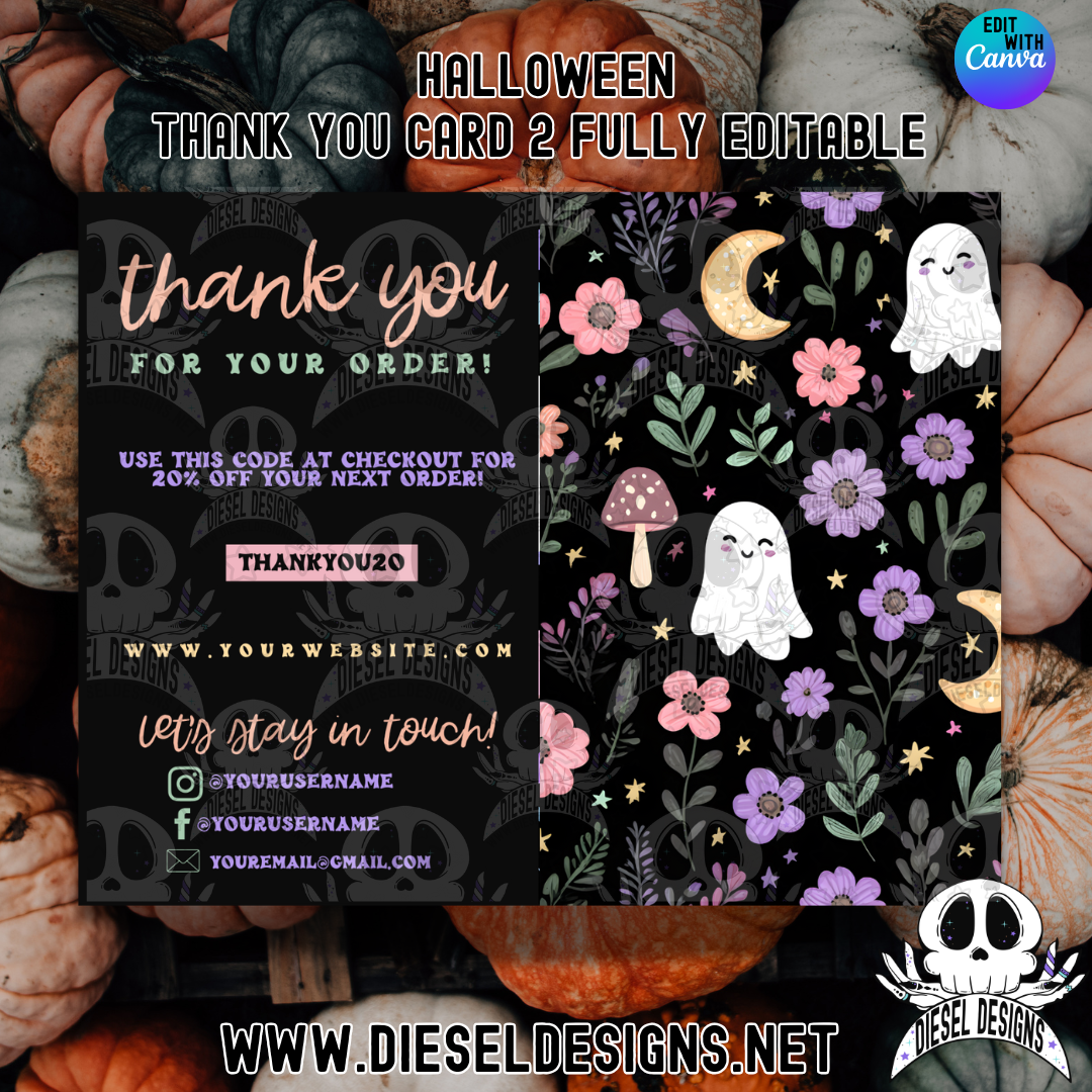 Halloween Thank You Card 2 | Thank You Card | Editable in CANVA
