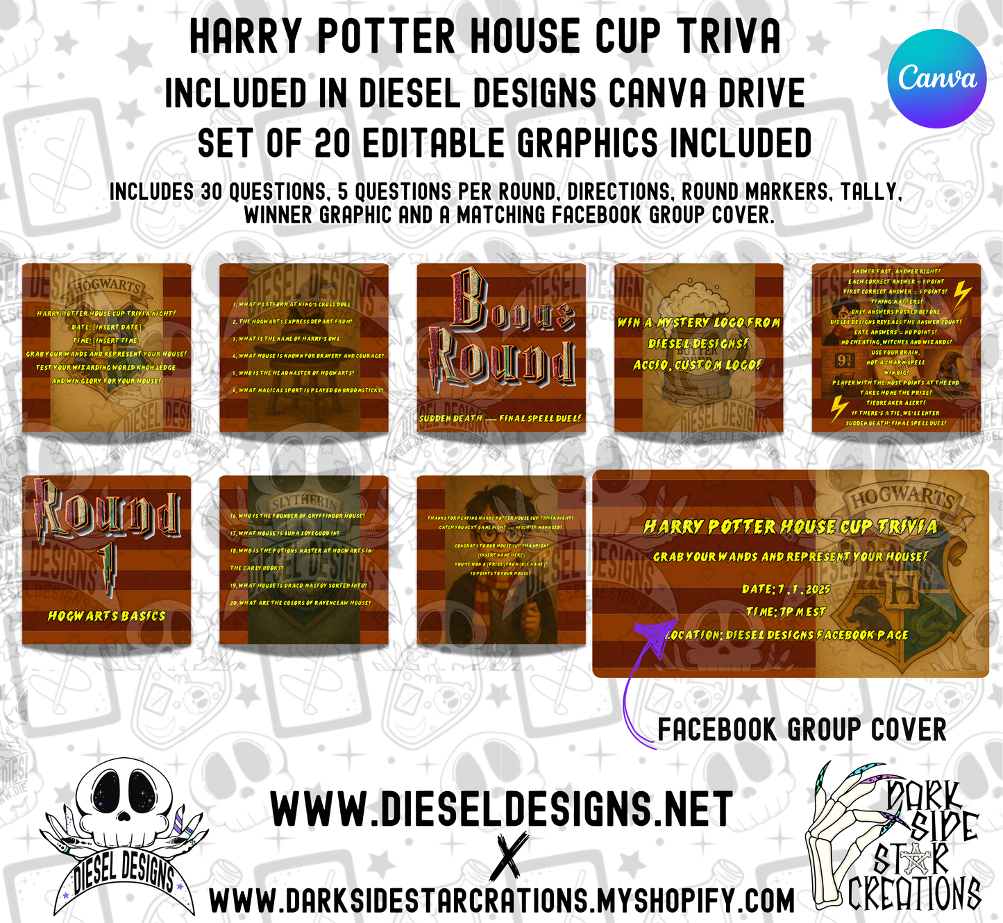 HP Themed Trivia Game | Canva Template | Fully Editable | Facebook | Engagement