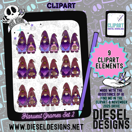 Harvest Gnomes Clipart Set 2 | 300 DPI | Transparent PNG | Clipart & Elements |