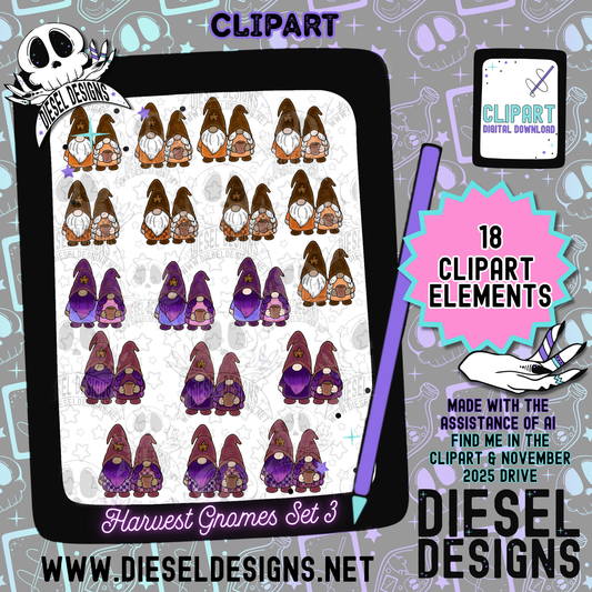 Harvest Gnomes Clipart Set 3 | 300 DPI | Transparent PNG | Clipart & Elements |