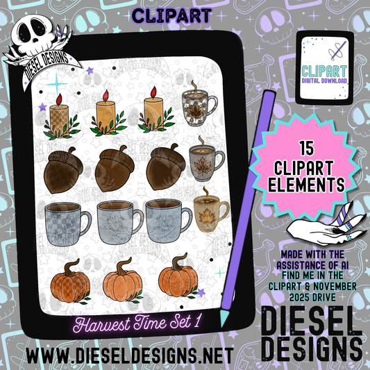 Harvest Time Clipart Set  | 300 DPI | Transparent PNG | Clipart & Elements |