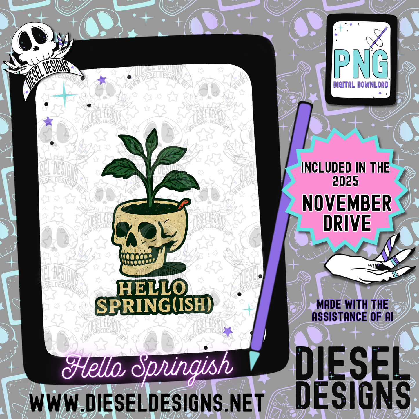 November 2025 Monthly Google Drives | 300 DPI | Transparent PNG | Seamless | Tumbler Wraps | Clipart