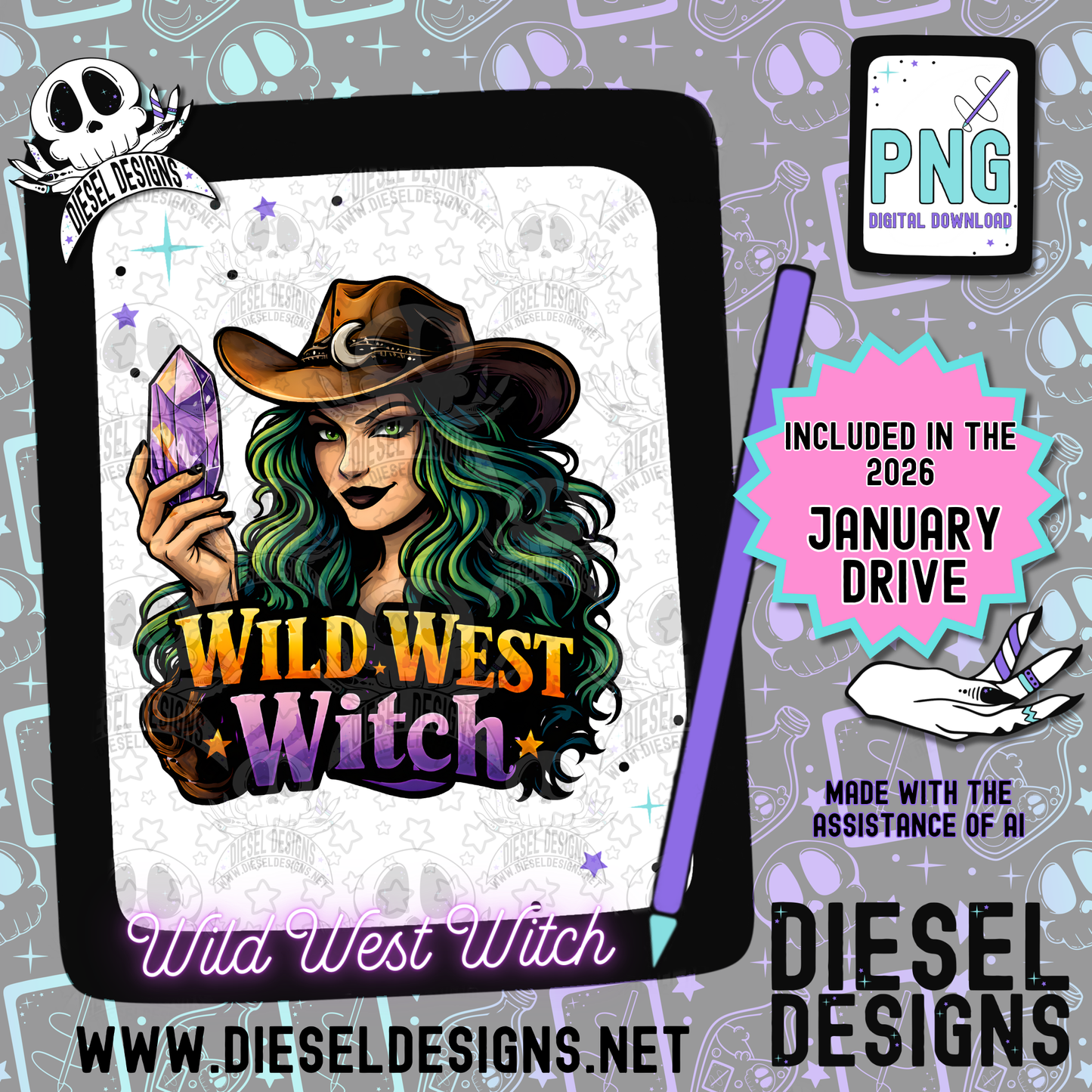 Wild West Witch PNG  | 300 DPI | Transparent PNG | Digital File Only