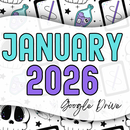 January 2026 Monthly Google Drives | 300 DPI | Transparent PNG | Seamless | Tumbler Wraps | Clipart