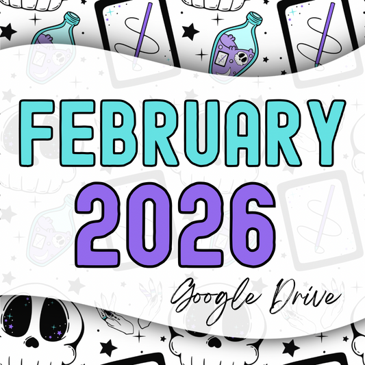 February 2026 Monthly Google Drives | 300 DPI | Transparent PNG | Seamless | Tumbler Wraps | Clipart