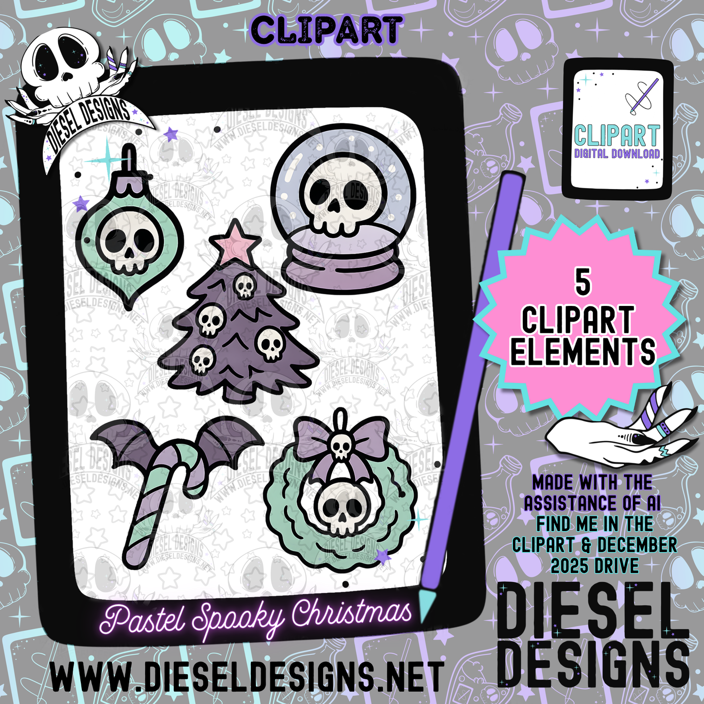 December 2025 Monthly Google Drives | 300 DPI | Transparent PNG | Seamless | Tumbler Wraps | Clipart
