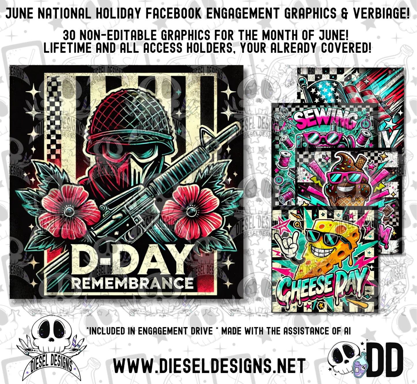 June National Holiday Social Media Graphics & Verbiage | PNG | Facebook | Instagram