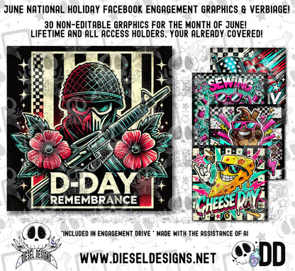 June National Holiday Social Media Graphics & Verbiage | PNG | Facebook | Instagram