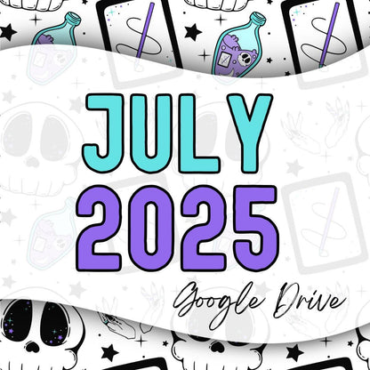 July 2025 Monthly Google Drive | 300 DPI | Transparent PNG | Seamless | Tumbler Wraps | Clipart
