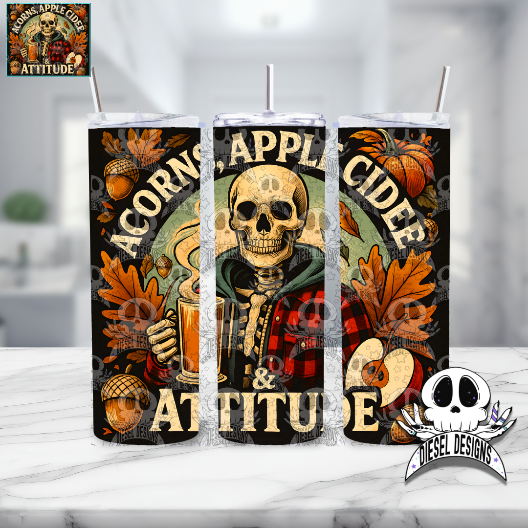 Acorns Apple Cider And Attitude Tumbler | 20oz. Tumbler Wrap | 300 DPI | Digital File Only