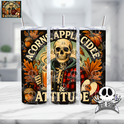 Acorns Apple Cider And Attitude Tumbler | 20oz. Tumbler Wrap | 300 DPI | Digital File Only