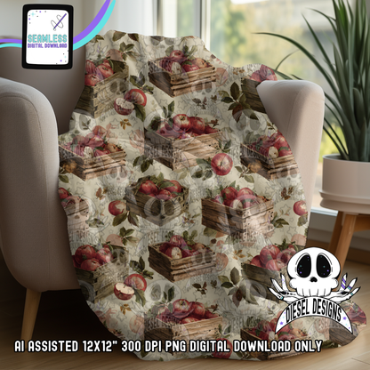 Apple Crates Seamless | Seamless File | 300 DPI | 12" x 12" | Digital File only