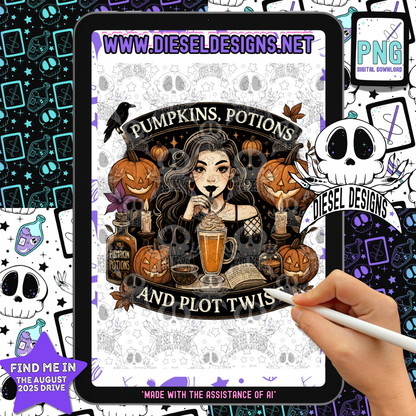 Pumpkins Potions And Plot Twists PNG  | 300 DPI | Transparent PNG | Digital File Only
