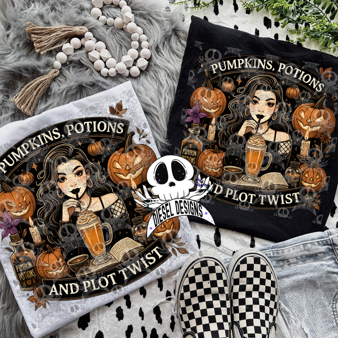Pumpkins Potions And Plot Twists PNG  | 300 DPI | Transparent PNG | Digital File Only