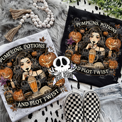 Pumpkins Potions And Plot Twists PNG  | 300 DPI | Transparent PNG | Digital File Only
