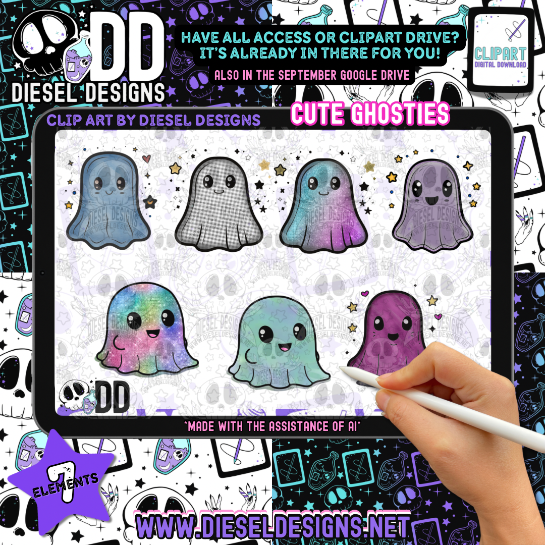 Cute Ghosties Clipart & Elements Set | 300 DPI | Transparent PNG | Clipart & Elements |