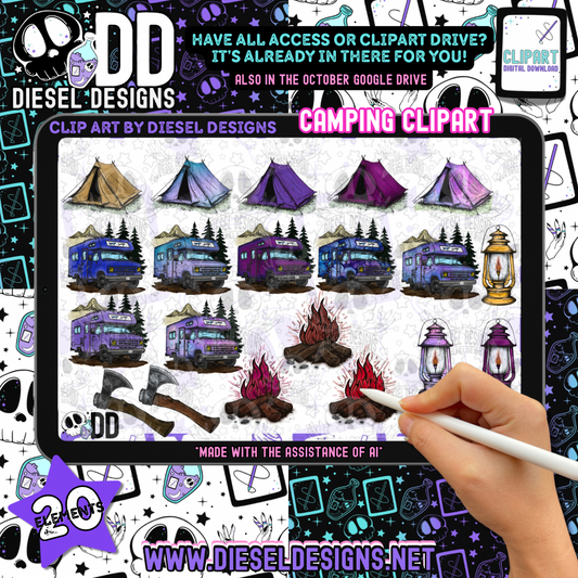 Camping Clipart & Elements Set | 300 DPI | Transparent PNG | Clipart & Elements |