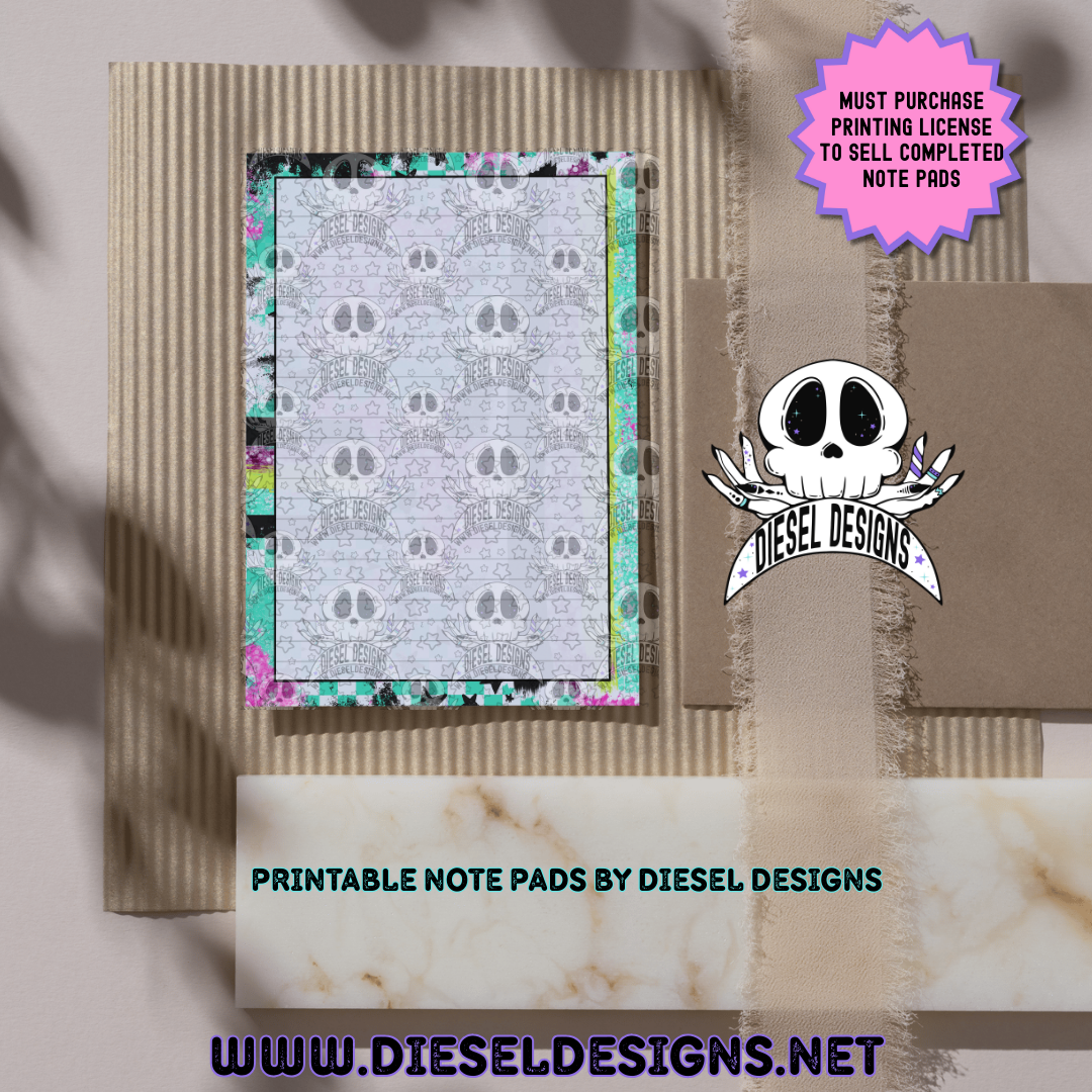 Neon Grunge Digital Notepad Paper | Lined Stationery for Goodnotes, Notability, & Printable Notepads | Digital Download Only