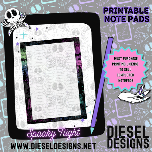 Spooky Night Digital Notepad Paper | Lined Stationery for Goodnotes, Notability, & Printable Notepads | Digital Download Only