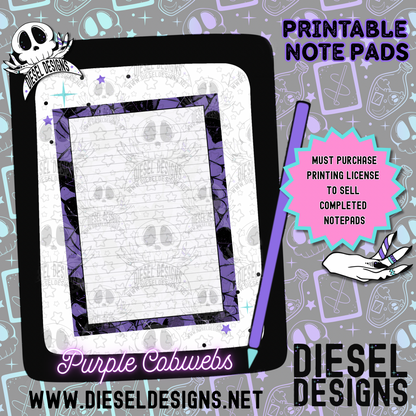 Purple Cobwebs Digital Notepad Paper | Lined Stationery for Goodnotes, Notability, & Printable Notepads | Digital Download Only