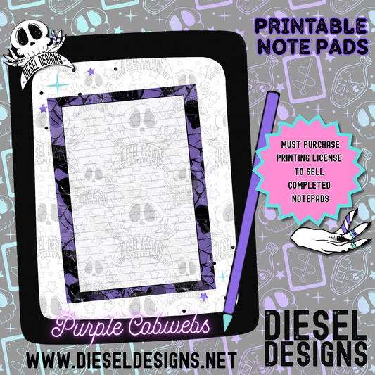 Purple Cobwebs Digital Notepad Paper | Lined Stationery for Goodnotes, Notability, & Printable Notepads | Digital Download Only