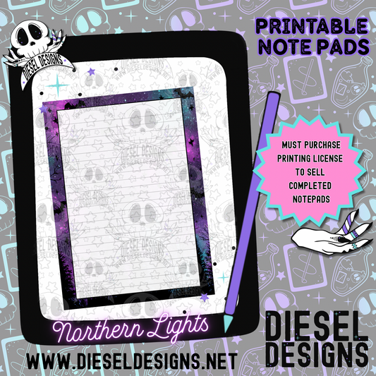 Northern Lights Digital Notepad Paper | Lined Stationery for Goodnotes, Notability, & Printable Notepads | Digital Download Only