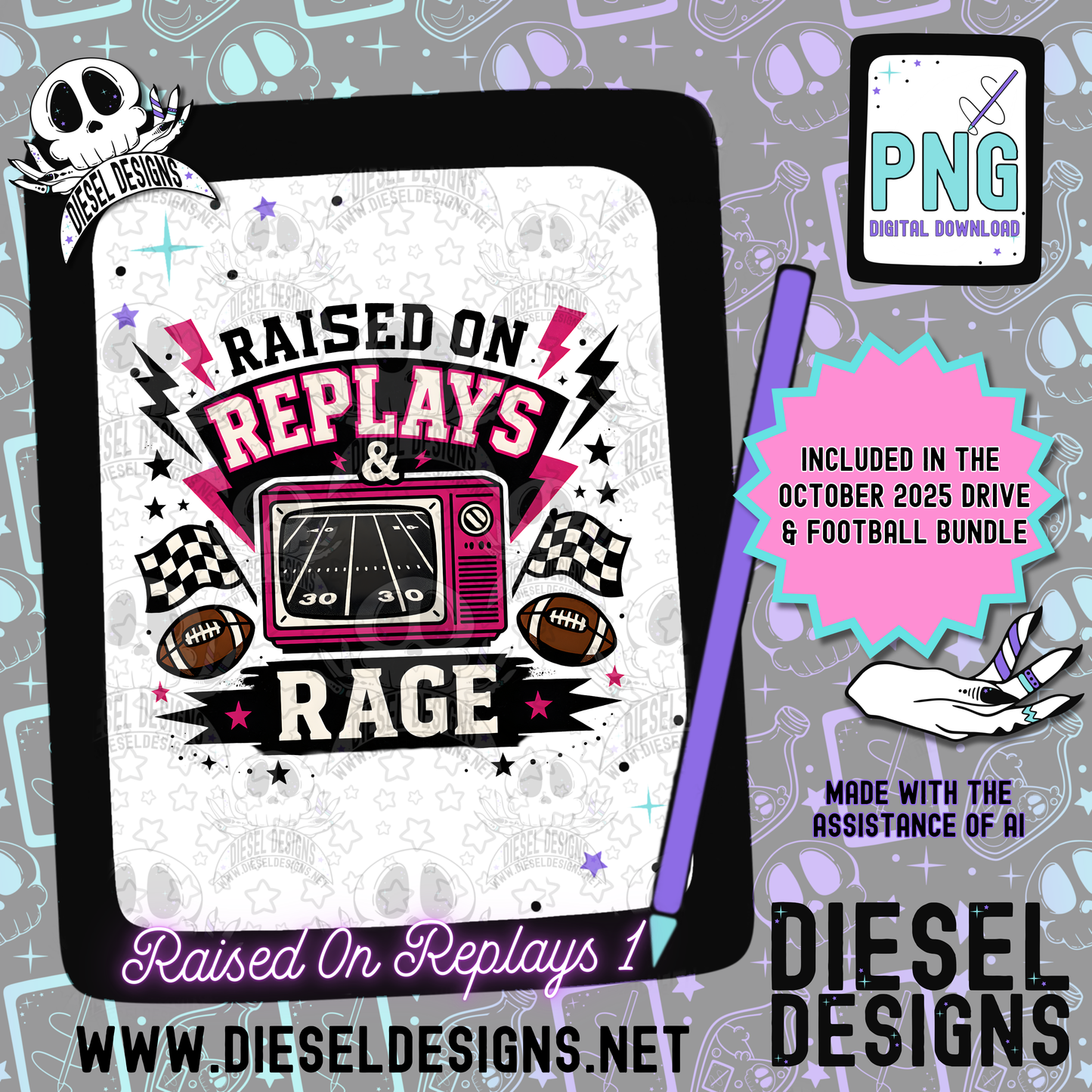 Raised On Replays V1 PNG  | 300 DPI | Transparent PNG | Digital File Only