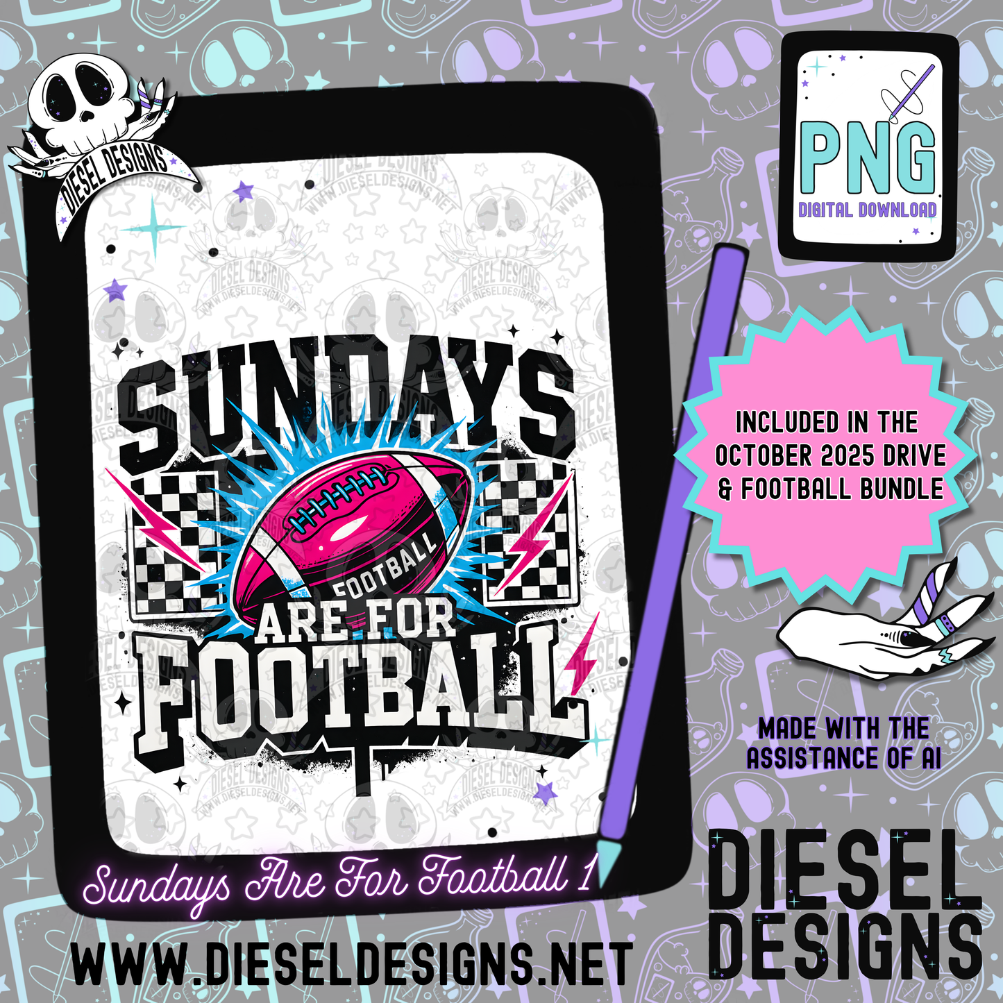 Sundays Are For Football V1 PNG  | 300 DPI | Transparent PNG | Digital File Only