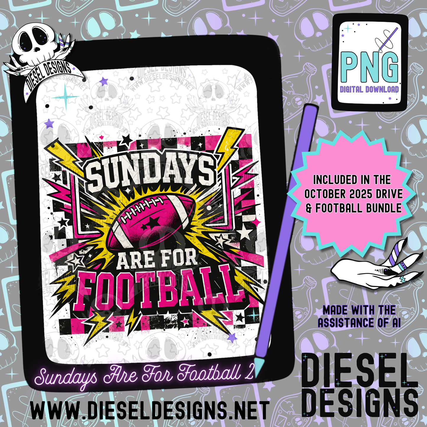 Sundays Are For Football V2 PNG  | 300 DPI | Transparent PNG | Digital File Only