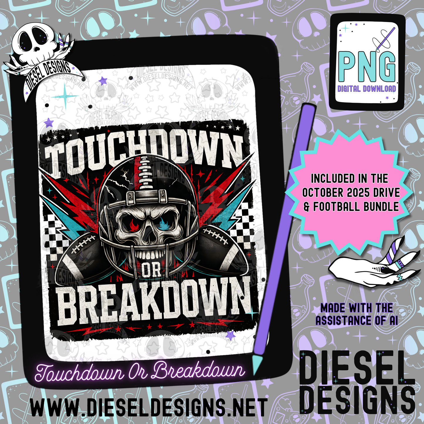 Touchdown Or Breakdown PNG  | 300 DPI | Transparent PNG | Digital File Only