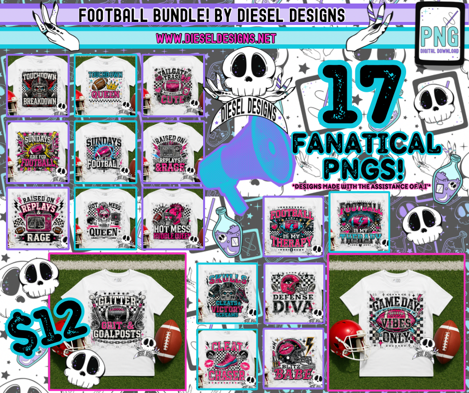 Football Bundle Bundle  | 300 DPI | Transparent PNG | Digital File Only | Bundle