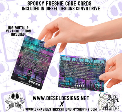 Spooky Dual Freshie Care Card | FRESHIE Care Card | Editable in CANVA