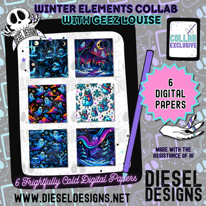 Winter Elements Collab With Geez Louise | Clipart | OTF Fonts | Alpha Sets | Procreate Stamp Set