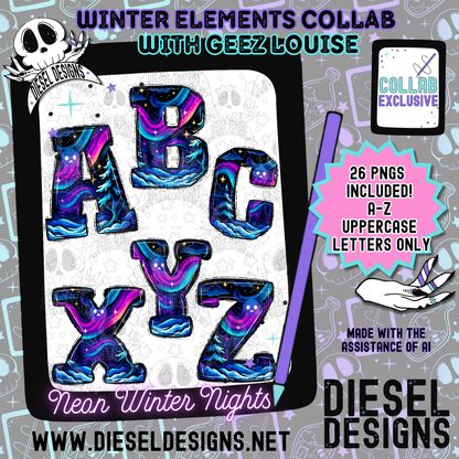 Winter Elements Collab With Geez Louise | Clipart | OTF Fonts | Alpha Sets | Procreate Stamp Set