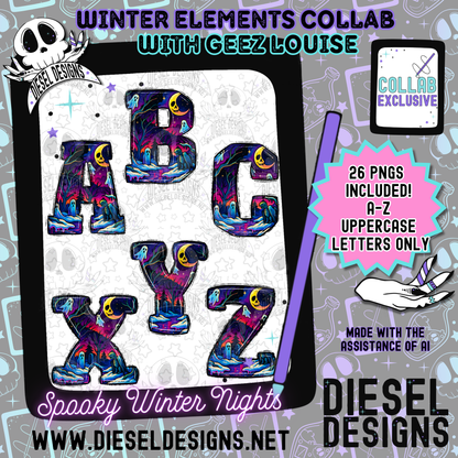 Winter Elements Collab With Geez Louise | Clipart | OTF Fonts | Alpha Sets | Procreate Stamp Set