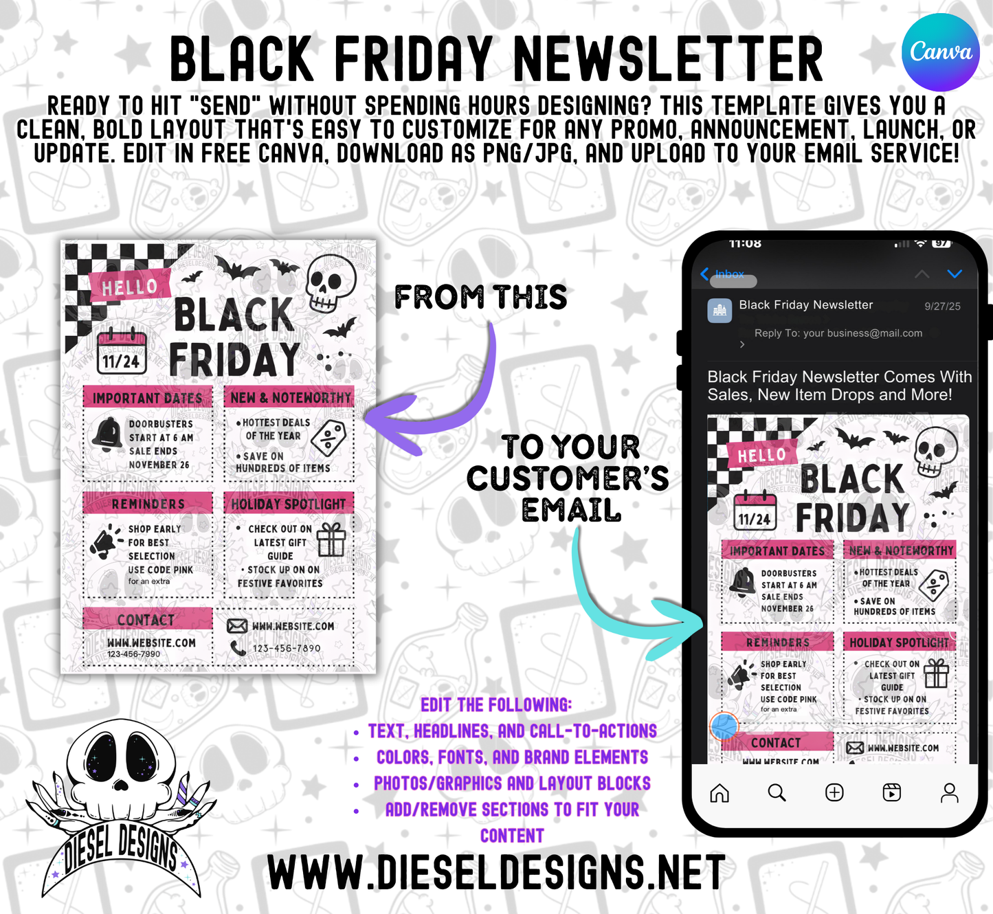Black Friday Editable Email Newsletter Template (Canva) — Plug-and-Send for Any Email Platform
