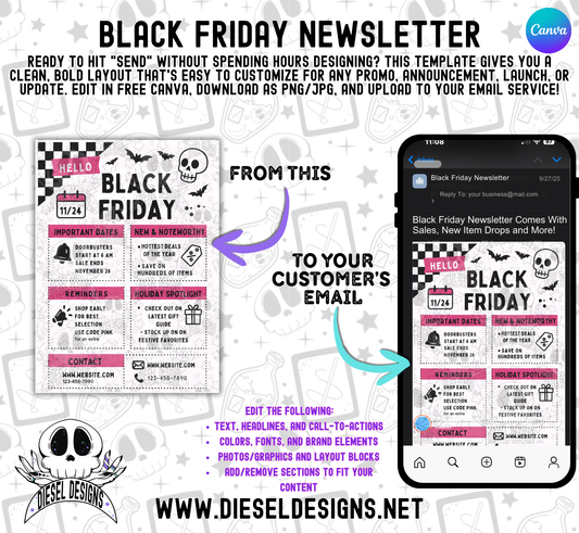 Black Friday Editable Email Newsletter Template (Canva) — Plug-and-Send for Any Email Platform